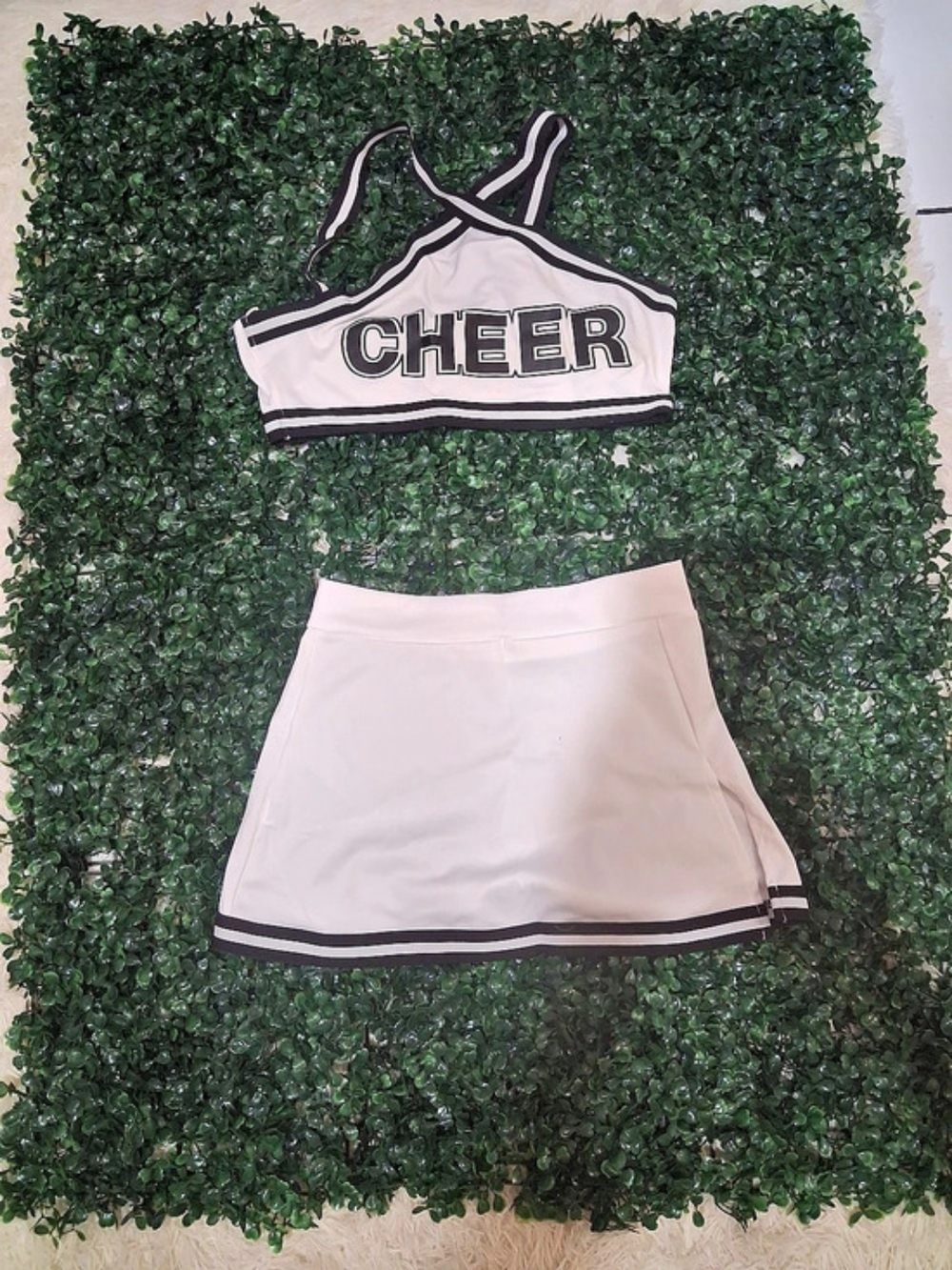 Brand New  SHEIN Womens  Cheer Skirt Set in White And Black